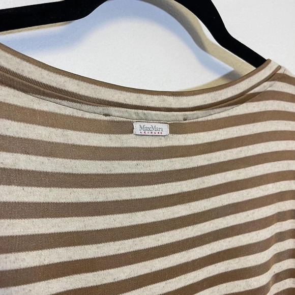 NWT Max Mara Leisure Zebio Striped Tee Shirt - Metallic Classic Linen Top - Picture 7 of 9